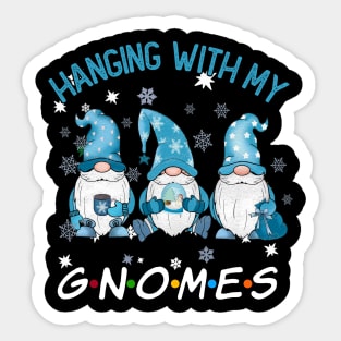 Funny Christmas Gnome Hanging With My Gnomies Family Pajamas Sticker